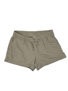 Womens Linen Blend Shorts Medium Khaki Old Navy Drawstring Elastic Waist Summer